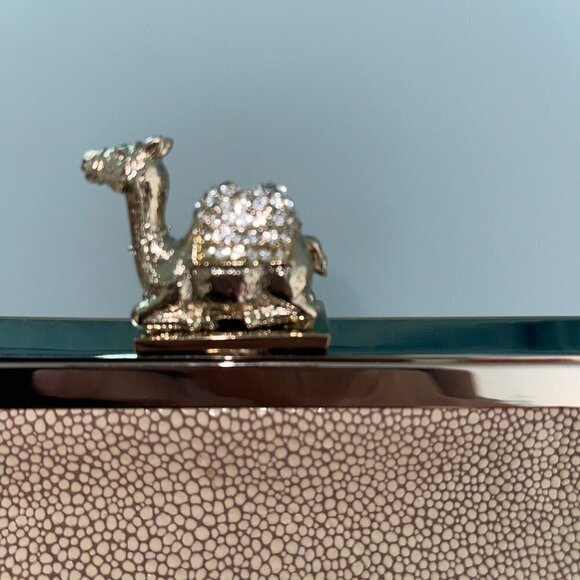 Kate Spade Queen Of The Nile Clutch Purse Tan Stingray Leather Gold Hardware - Picture 5 of 14